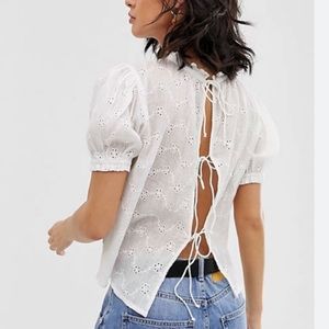Free People Eyelet Tie Blouse